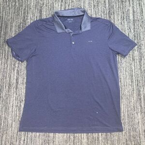 Calvin Klein Mens XL Performance Pullover Polo Shirt‎ Blue Stripe Short Sleeves